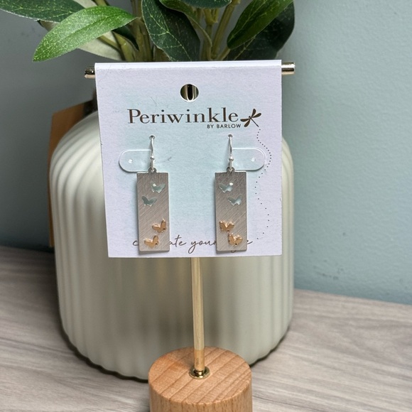 Periwinkle by Barlow Silver and Gold Butterfly Earrings - Picture 3 of 6